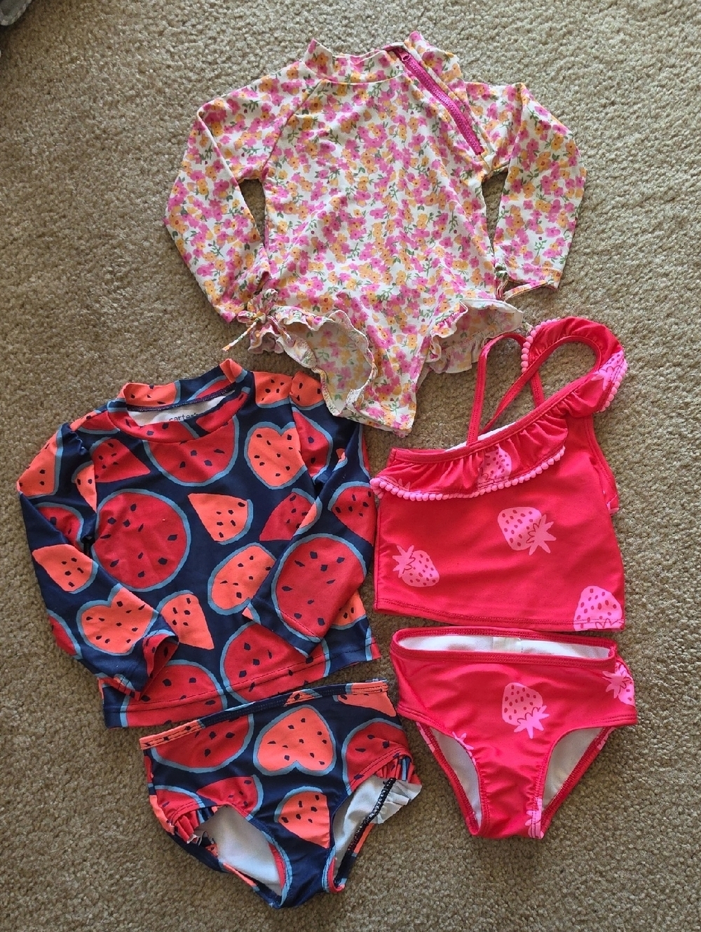 Baby Girls 18 Months Swimsuit Bundle Floral Fruit Prints